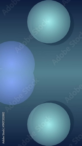Abstract Blue and Purple Spheres Floating in a Dark Blue Gradient Background.