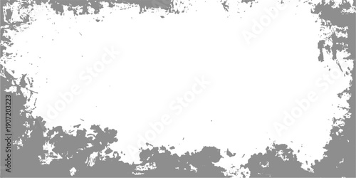 Vintage black grunge vector design featuring a dirty ink splash texture and a floral paper border frame with an artistic paint splatter silhouette pattern