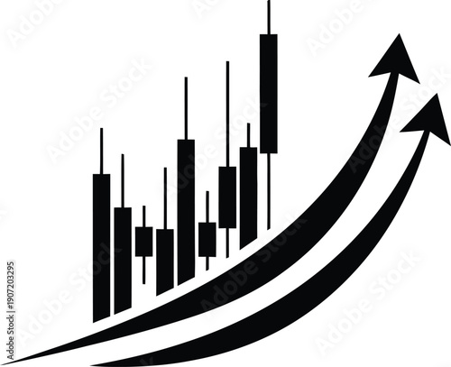 Business growth chart with increasing arrows indicating success