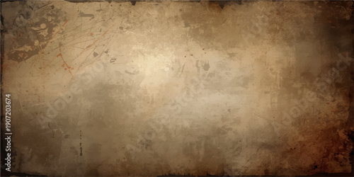 A dark and textured old grunge wall background featuring a brown vintage parchment pattern with an aged, rough paper effect for a retro antique backdrop design