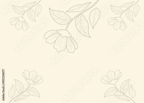 Subtle Botanical Line Art with Corner Flowers