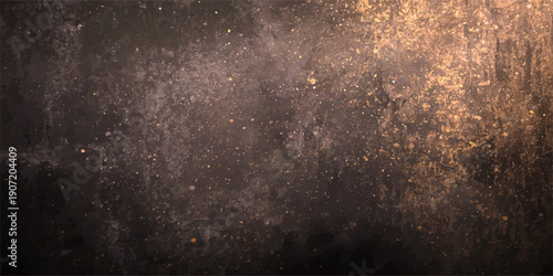 A dark grunge background of old rusty metal texture blends into a cosmic nebula of stars and glowing galaxy clouds across a deep blue universe
