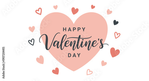 Valentines Day Celebration with Heart Decorations and Greeting