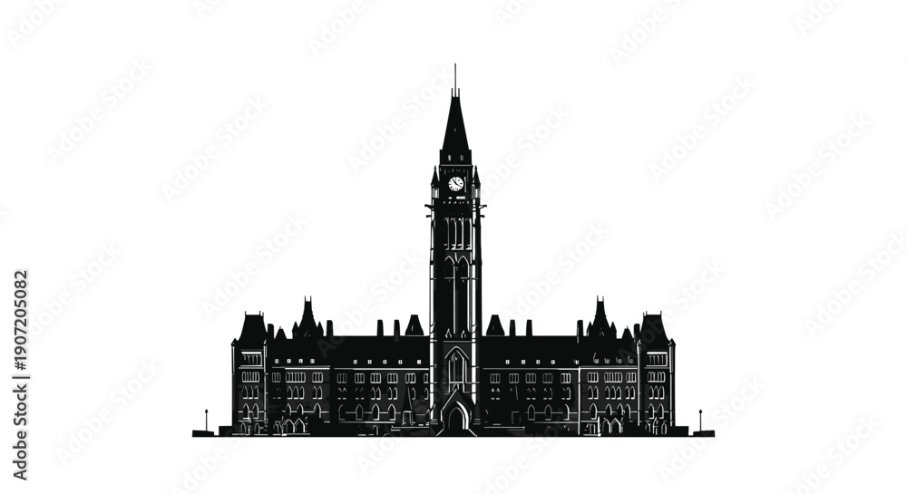 Fototapeta premium Parliament Buildings Silhouette with Peace Tower