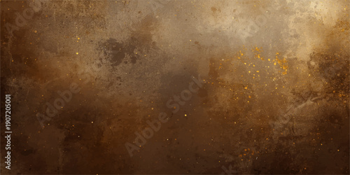 Aged vintage backdrop featuring a dark grungy surface with a rough rusty metal texture and brown antique paint on an old dirty wall pattern