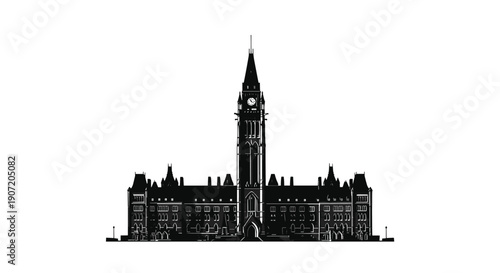 Parliament Buildings Silhouette with Peace Tower