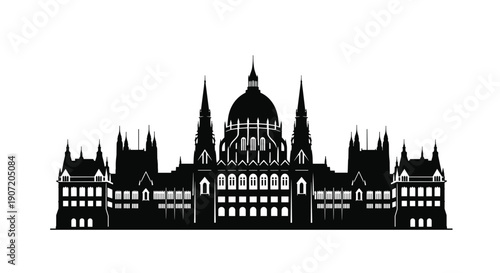 Hungarian Parliament Building Silhouette