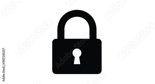 Simple black padlock icon with a keyhole isolated on a white background