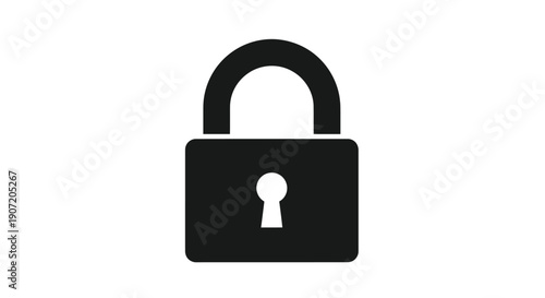 Simple black padlock icon with a keyhole isolated on a white background