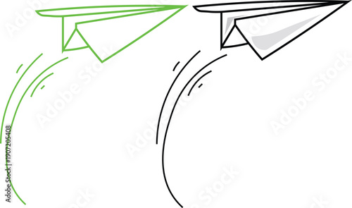 Paper Airplane Flight Paths Isolated Illustration