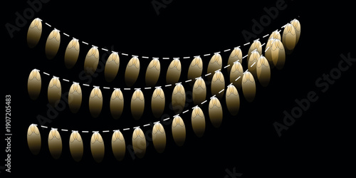 Rows of sharp white teeth on a black background