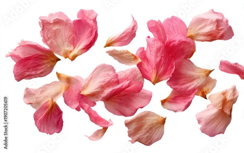 Wallpaper Mural Overhead shot of scattered, delicate pink flower petals against a bright white backdrop Torontodigital.ca