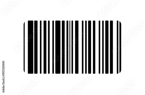 A black and white rectangular barcode with vertical lines and rounded corners