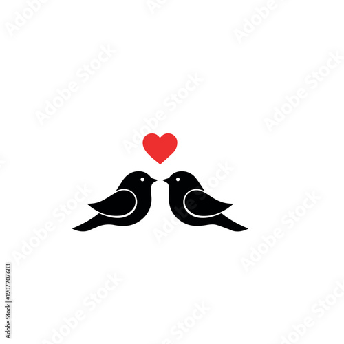 Valentine day Love Birds bundle vector silhouette illustration