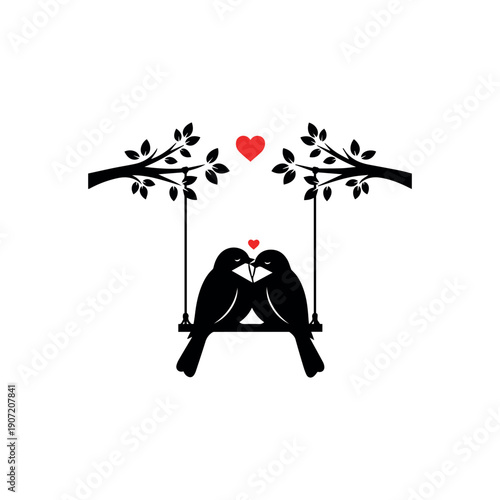 Valentine day Love Birds bundle vector silhouette illustration