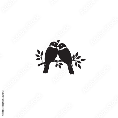 Valentine day Love Birds bundle vector silhouette illustration