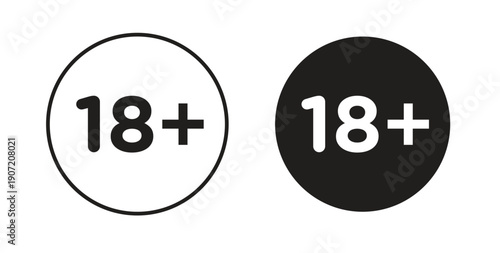 18 Plus icon Thin Collection. Editable Stroke. Suitable for Websites