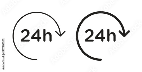 24 hours icon Thin Collection. Editable Stroke. Suitable for Websites