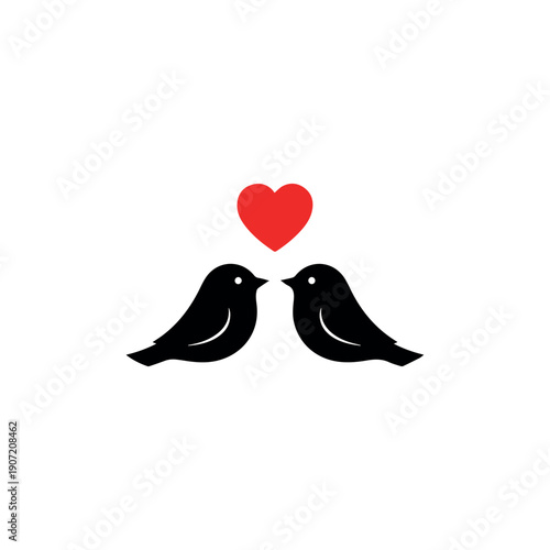 Valentine day Love Birds bundle vector silhouette illustration