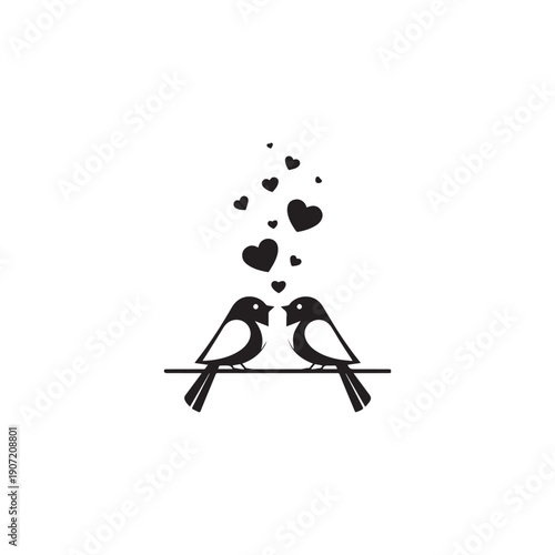 Valentine day Love Birds bundle vector silhouette illustration