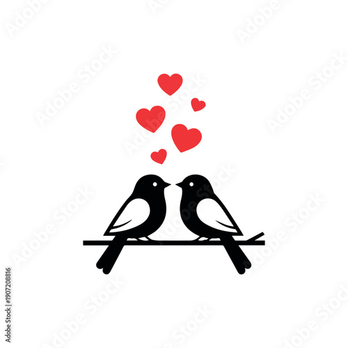 Valentine day Love Birds bundle vector silhouette illustration