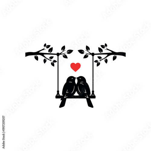 Valentine day Love Birds bundle vector silhouette illustration
