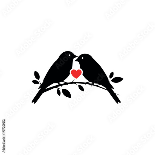 Valentine day Love Birds bundle vector silhouette illustration