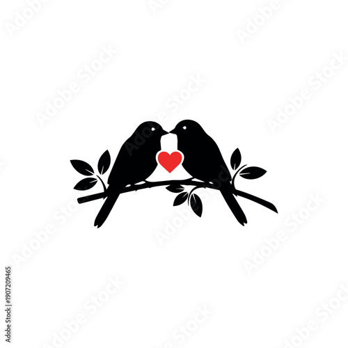 Valentine day Love Birds bundle vector silhouette illustration