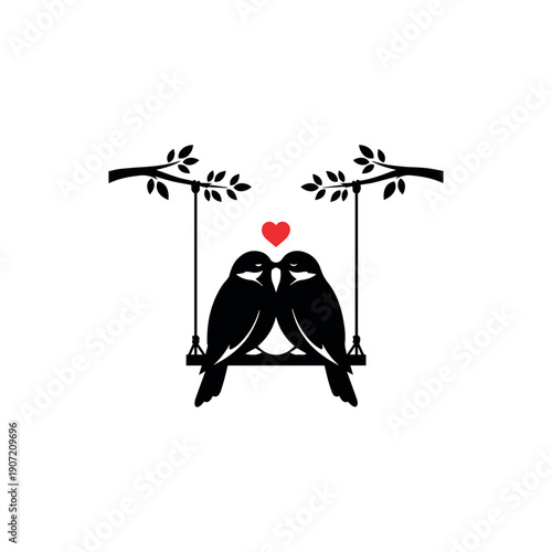 Valentine day Love Birds bundle vector silhouette illustration