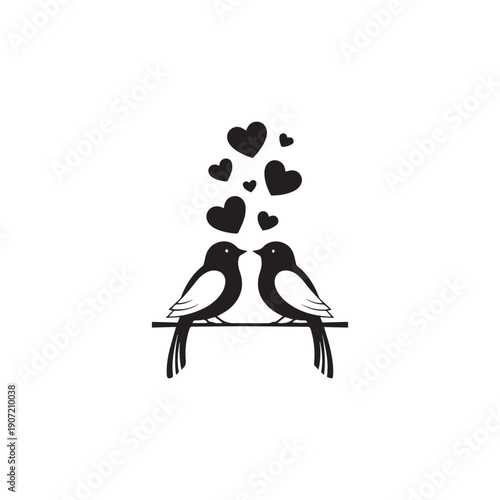 Valentine day Love Birds bundle vector silhouette illustration