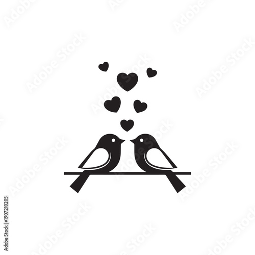 Valentine day Love Birds bundle vector silhouette illustration