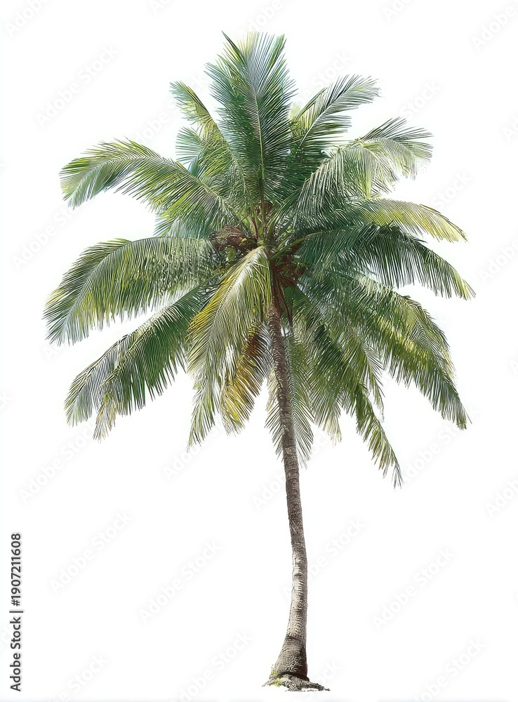 Obraz premium A detailed image of a single palm tree, with a clean white background