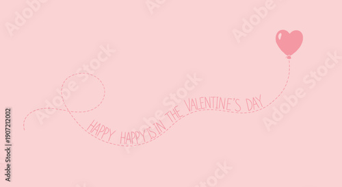 Pink heart balloon floats with Happy Valentines Day message
