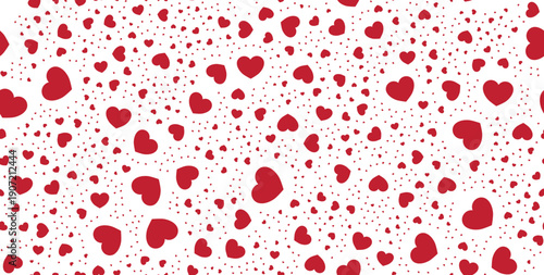 Love valentine background with red  hearts on transparent background.