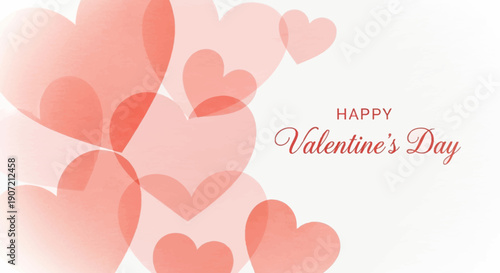Valentine's Day celebration with hearts on white background illustration