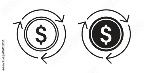 Cash flow icon Thin Collection. Editable Stroke. Suitable for Websites