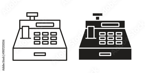Cash register icon Thin Collection. Editable Stroke. Suitable for Websites