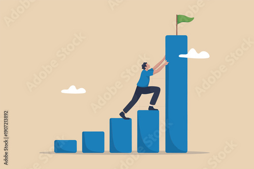 Climbing the ladder of success towards a brighter future with determination