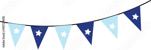 Colorful star pennant flags hanging decorative string