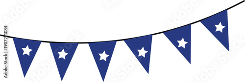 Blue Pennant Flags with White Stars Isolated Background