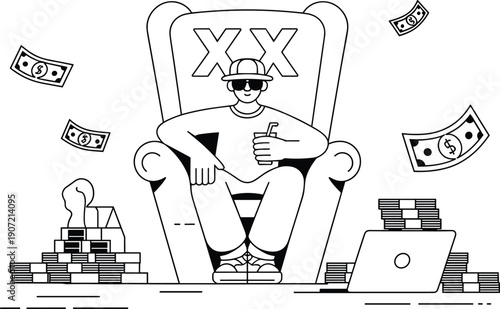 wealth, money, success, finance, business, rich, luxury, investment, income, profit, lifestyle, billionaire, cash, entrepreneur, illustration,