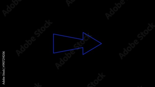 This modern arrow symbol represents direction, movement, progress, and forward thinking, making it highly versatile for digital projects. The technology-related video on black background.