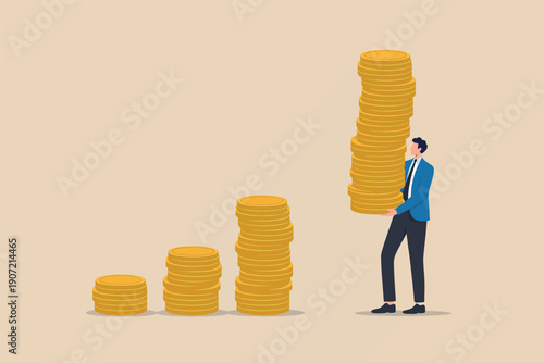 A person struggling under the weight of increasing financial burdens over time