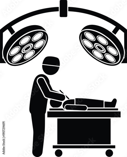 Surgery, Operation, Surgeon, Medical, Hospital, Healthcare, Operating, Theatre, Surgical, Procedure, Treatment, Clinic, Medicine, Doctor, Patient, Emergency, Icon, Silhouette, Vector, Illustration