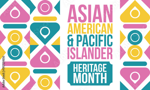 Asian American and Pacific Islander Heritage Month. Celebrated in the United States in May. It celebrates the culture, traditions and history. Poster, card, banner. Vector illustration