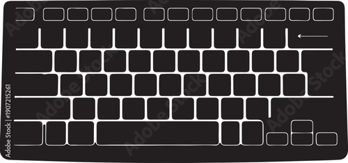 Black keyboard isolated on transparent background