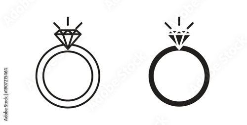 Diamond ring icon Thin Collection. Editable Stroke. Suitable for Websites