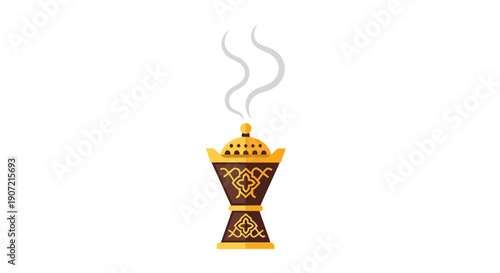 Ornate incense burner emitting fragrant smoke, an illustration of traditional fragrance