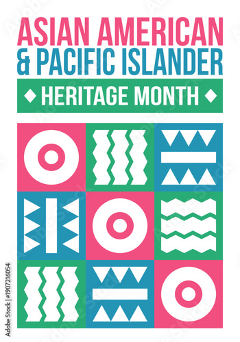 Asian American and Pacific Islander Heritage Month. Celebrated in the United States in May. It celebrates the culture, traditions and history. Poster, card, banner. Vector illustration