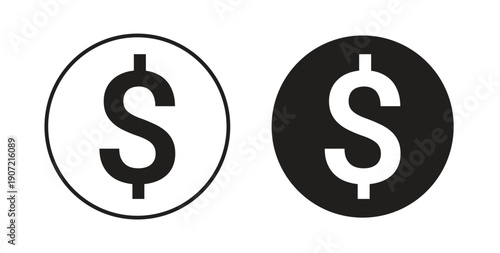 Dollar icon Thin Collection. Editable Stroke. Suitable for Websites